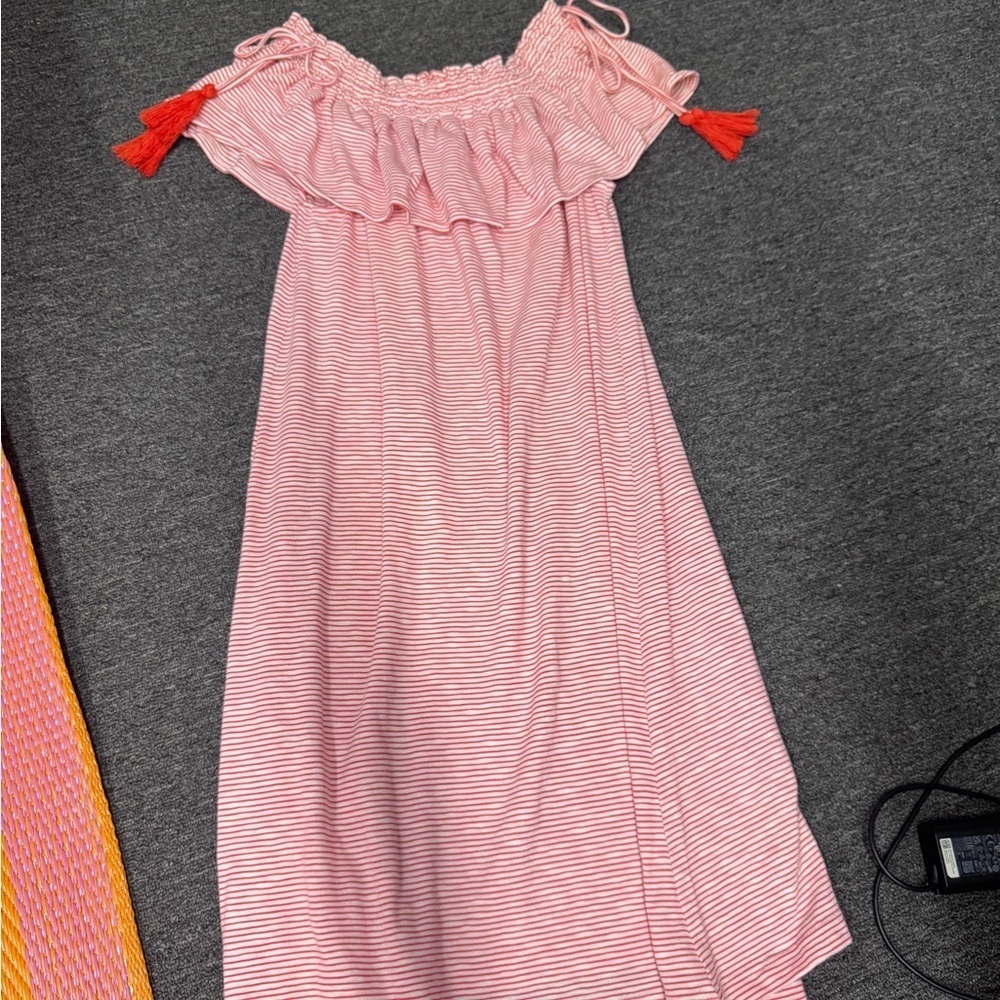 LOFT Pink Ruffled Off-Shoulder Sundress​